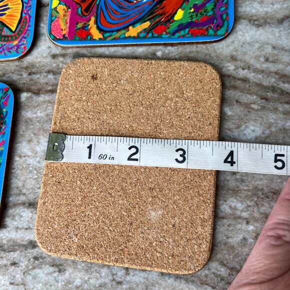 Rare VTG Jenny Kee Set Of 6 Coasters Cork Back Barrier Reef Tropical Fish - Picture 10 of 13